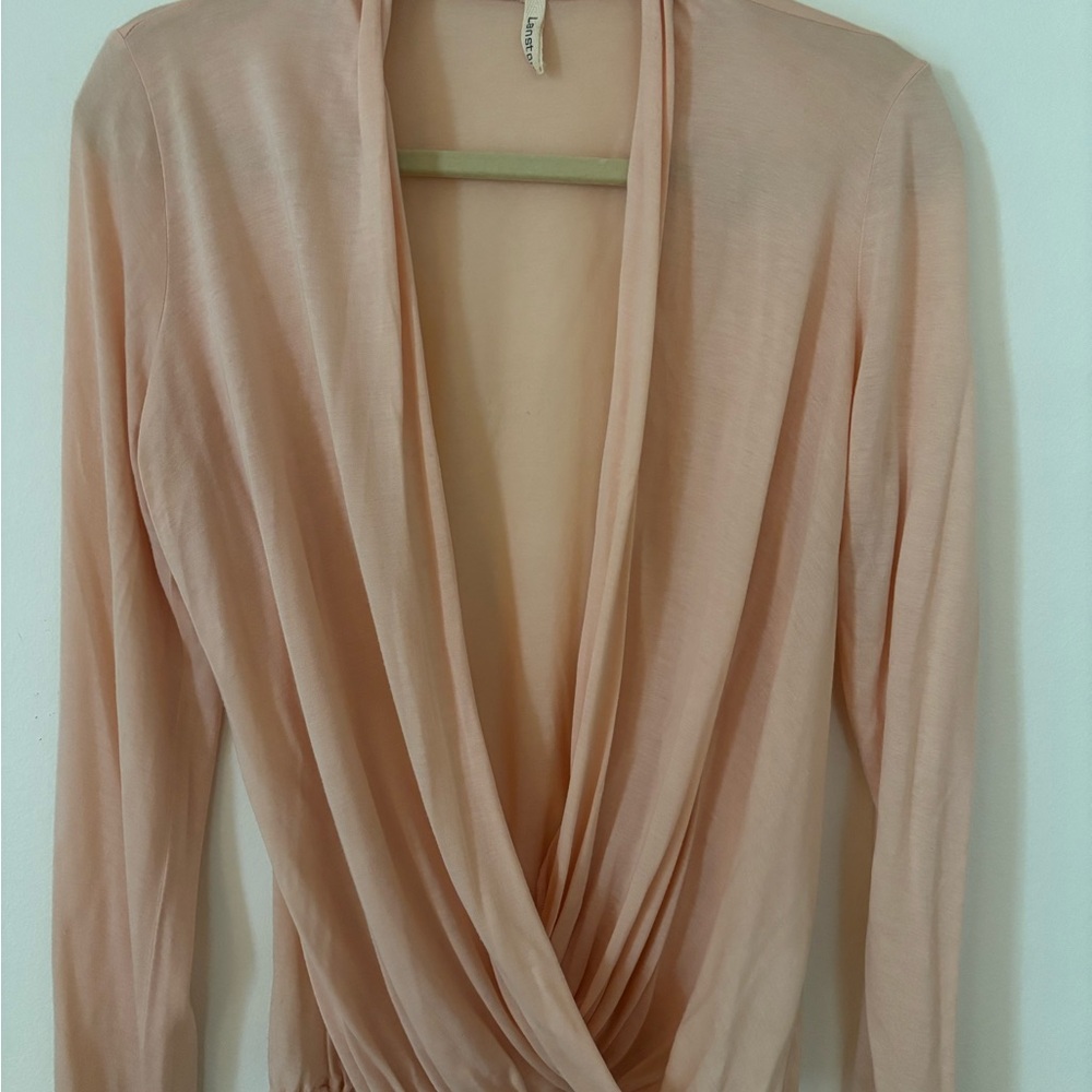 Lush Women's Long Sleeve Wrap Top in Blush